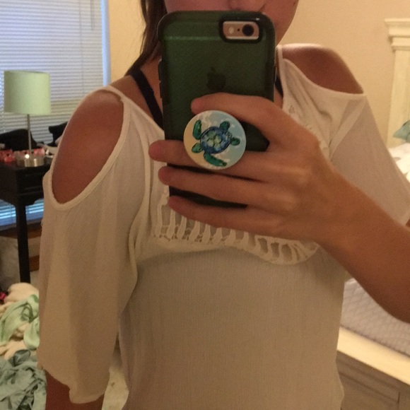 Xhilaration white cold shoulder shirt - Picture 5 of 6